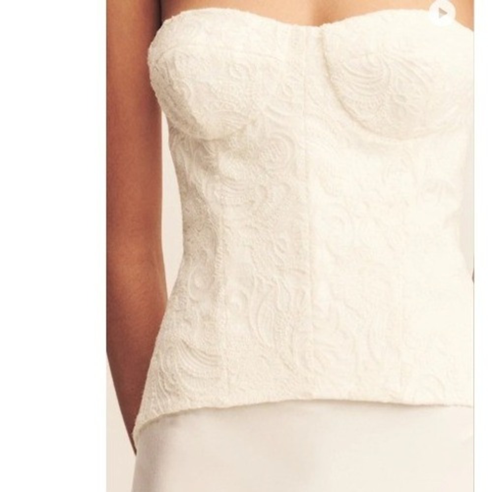 Shona Joy Luminous Lace Strapless Bustier Ivory Corset Top Size 4 AUS 8